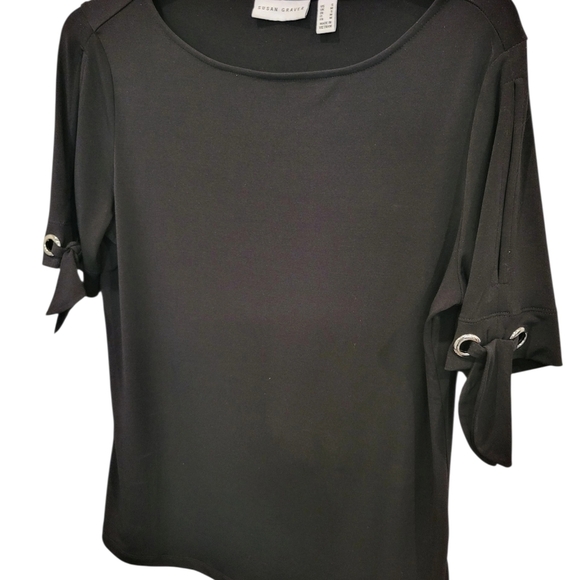 Susan Graver 2 Piece Matching Set Black Blouse & Cordinating Topper In Small - Picture 9 of 14